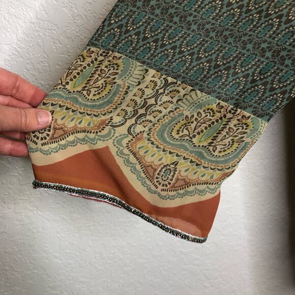 Soft Surroundings yellow orange blue beaded sheer tunic top size Extra Large XL - Picture 6 of 16